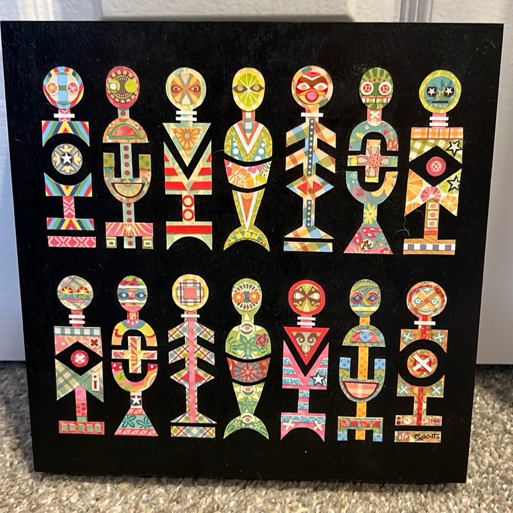 Original art by Ronald Markham mixed media collage on wood 10x10